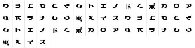 TokyoSoft Regular  glyph index