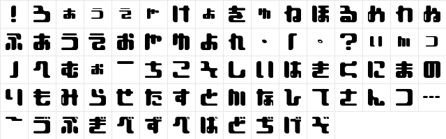 EOPla hiragana  glyph index