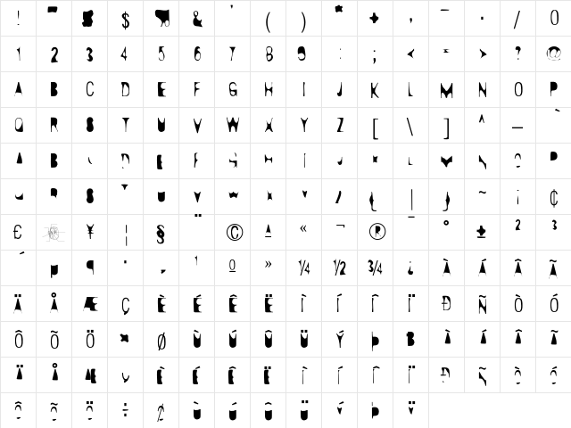 D44Caps Light  glyph index