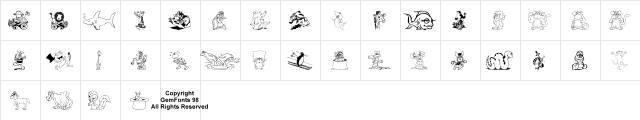 Komedy Kritters Regular  glyph index