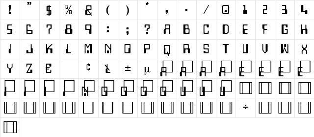 Commander Regular  glyph index