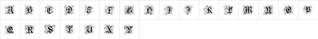 Gothic Flourish Regular  glyph index