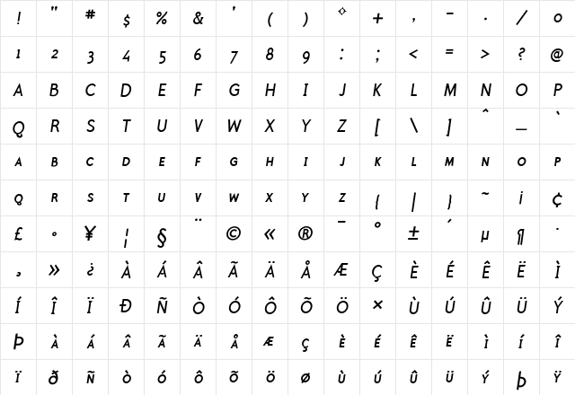 Polymer Caps-Medium Medium Italic  glyph index