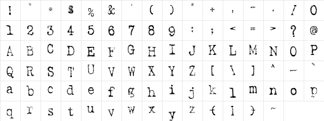 SA Inkspot regular  glyph index