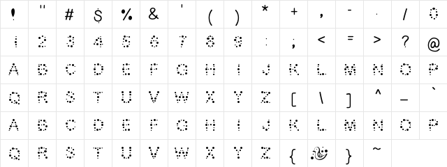 Bubble Bath Regular  glyph index