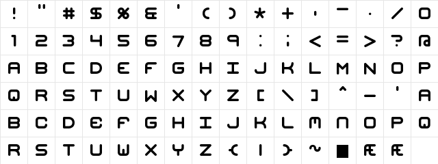 Mishmash BRK Regular  glyph index