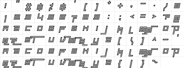 Simplicity Extend Hollow Italic  glyph index