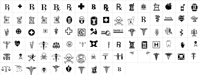MedicalPharmaceuticalP01 Regular  glyph index