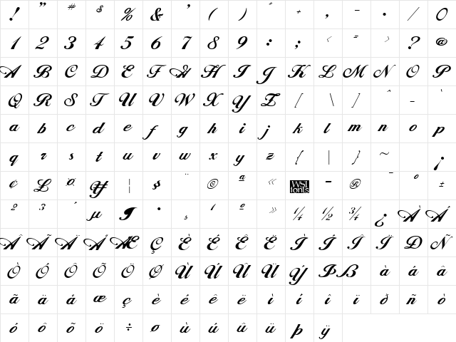 JohnHancock Regular  glyph index