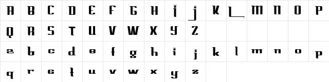 PrinceAlbertCondensed Regular  glyph index