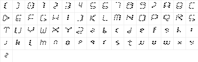 Multihora Regular  glyph index