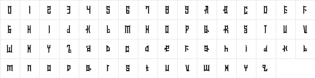 mucilage type Expanded Bold  glyph index