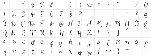 AMC_Cheerful Regular  glyph index