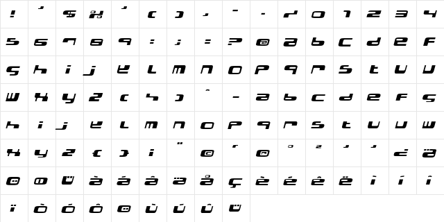 BDElectrobazar Italic  glyph index