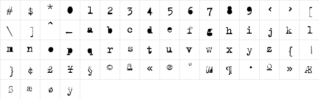 Trixie-Extra Medium  glyph index