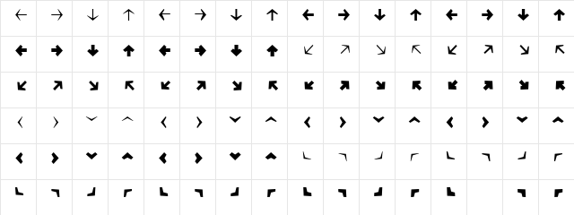 Mini Pics Directional AA  glyph index