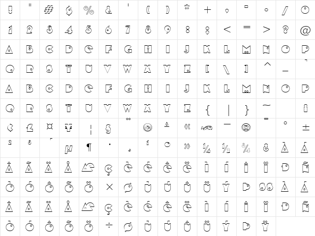 ShotShell Open Regular  glyph index
