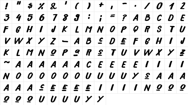 Xeno's! Medium  glyph index