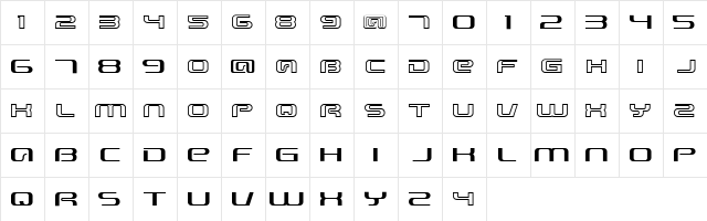 Intergalactic Regular  glyph index
