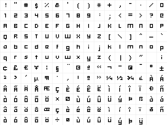 hooge 05_55 Regular  glyph index