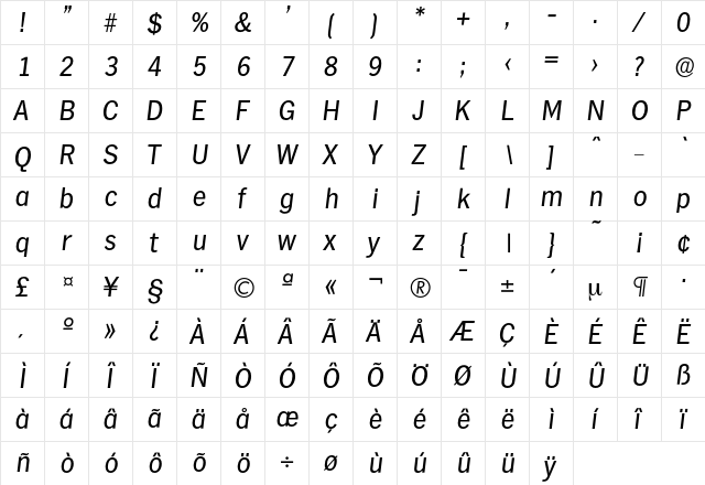 Hamburg-RegularIta Regular  glyph index