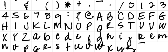 Pea Jean Script Regular  glyph index