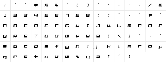 Alpha  Niner i Regular  glyph index