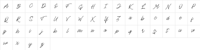 Theandous Free For Personal Use Regular  glyph index