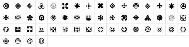 Geometric Ornaments Regular  glyph index