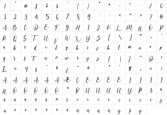 Saint Marseille Regular  glyph index