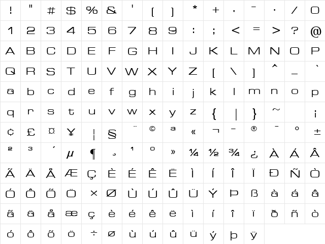 Green Mountain 4 Regular  glyph index