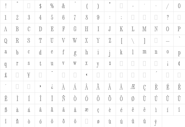 Fashion Engraved Plain  glyph index