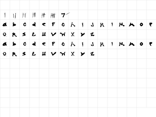 Se7en Regular  glyph index