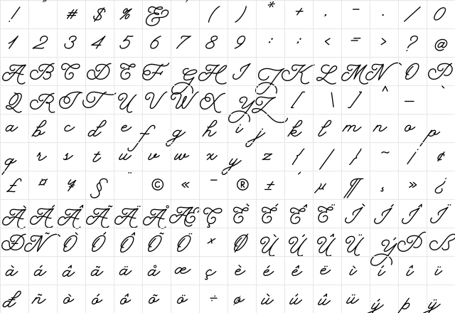 Hearty Morning - Personal Use Regular  glyph index