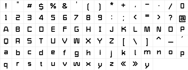 Shaffron Regular  glyph index