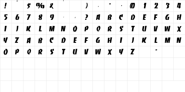 HipHopCapsSSK Regular  glyph index