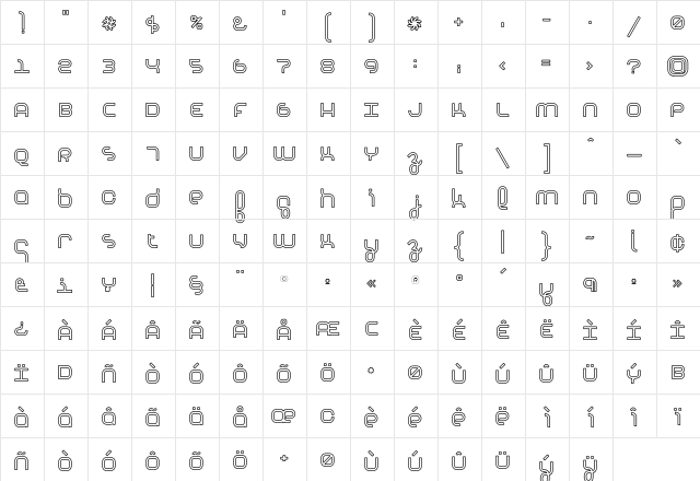 Basis HeavyOutline  glyph index