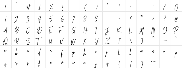 Brotherhood Regular  glyph index