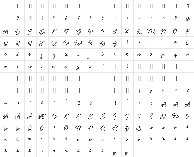 Santa Christmas Regular  glyph index