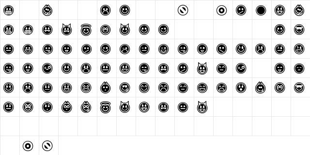 Emoticons Outline Regular  glyph index