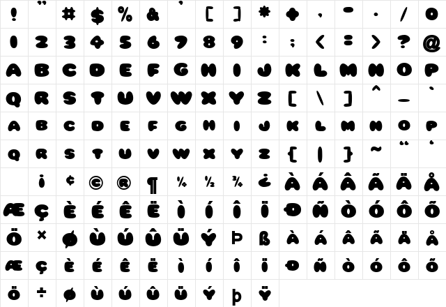 Gumbo Normal  glyph index