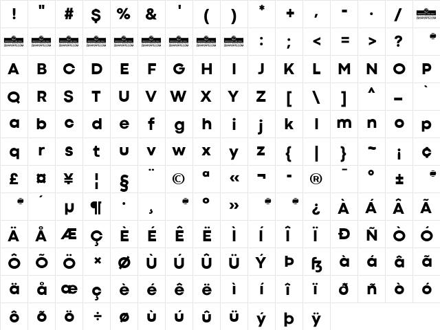 Codec Cold Trial ExtraBold  glyph index