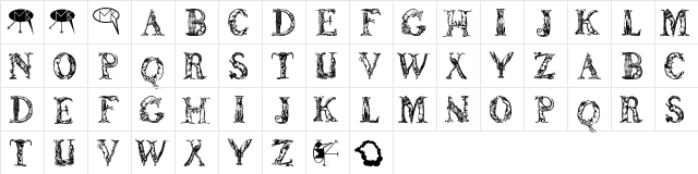 LettersAnimales Regular  glyph index