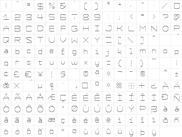 Formation ExtraLight  glyph index