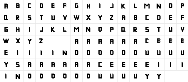 Musk Night Bold  glyph index