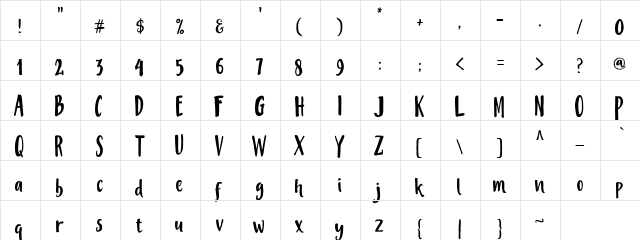 Mistery Font Regular  glyph index