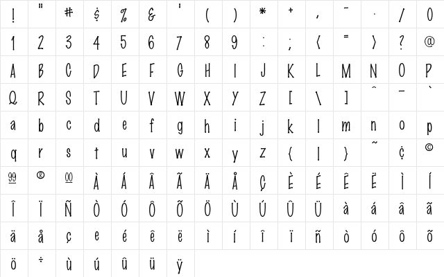 Marker FinePoint  glyph index