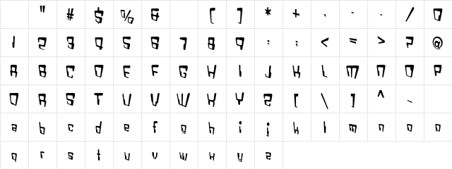 Haty Goman TT Regular  glyph index