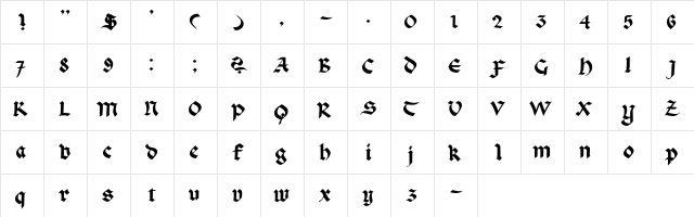 CallifontsA03PostScript Regular  glyph index