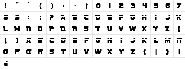 SF Sports Night AltUpright Regular  glyph index